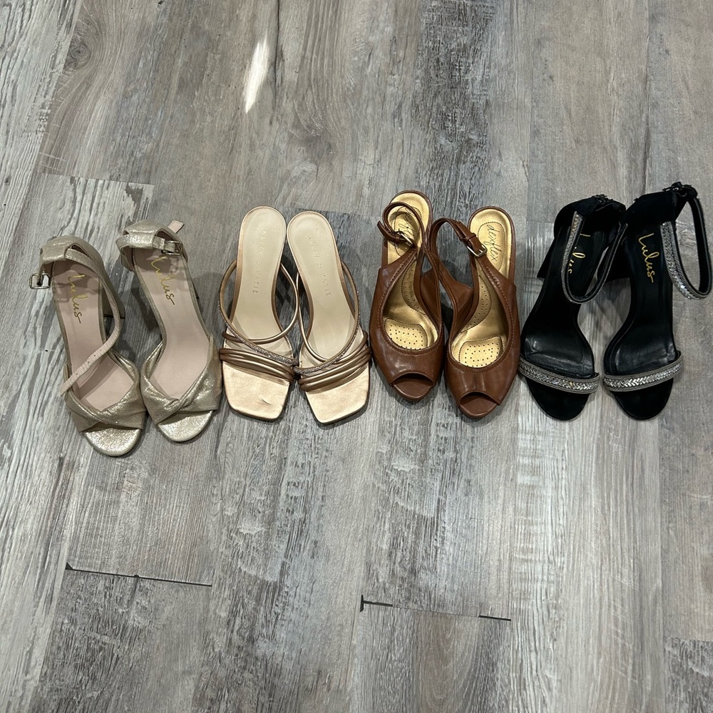 Box of 4 pairs of shoes in good condition in sizes 6 and 61/2